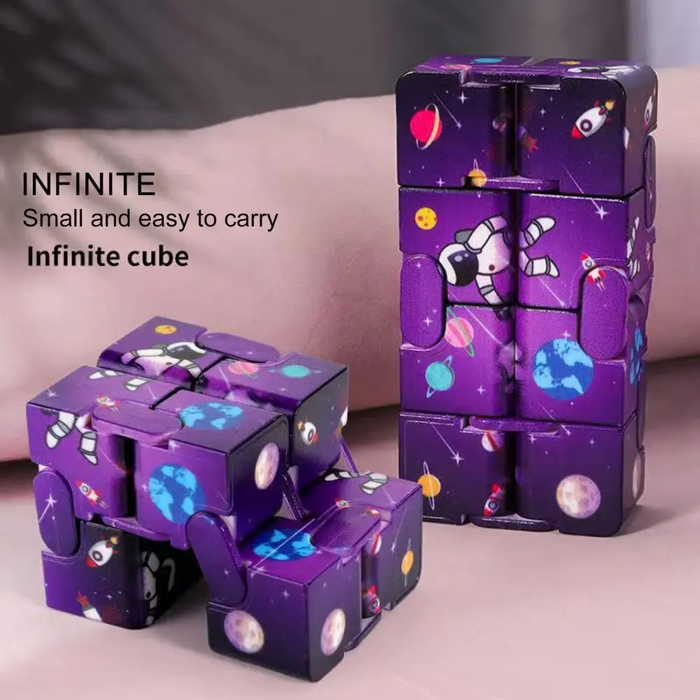 Anti Stress Infinite Cube Space Astronaut Spaceship Printing Flip Magic Cube Stress Reliever Autism Toys fidget toys puzzle toys anti stress toys puzzle cube magic puzzle cube