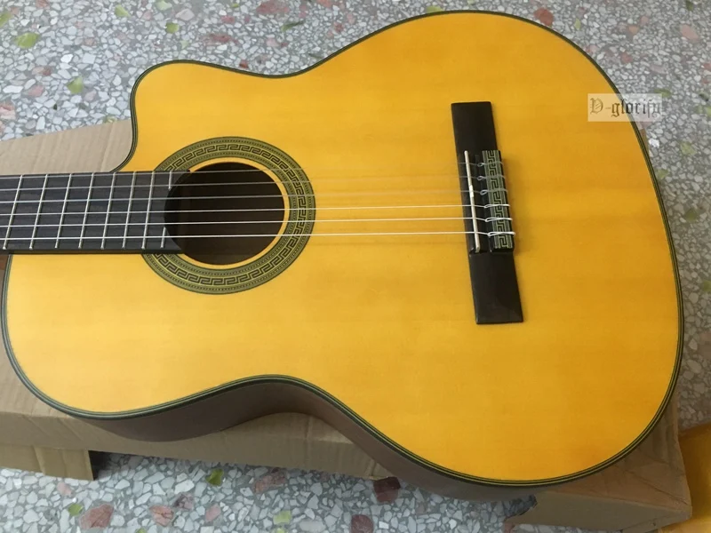 Хорошее качество Классическая гитара cutway flamenco желтого цвета 39 дюймов