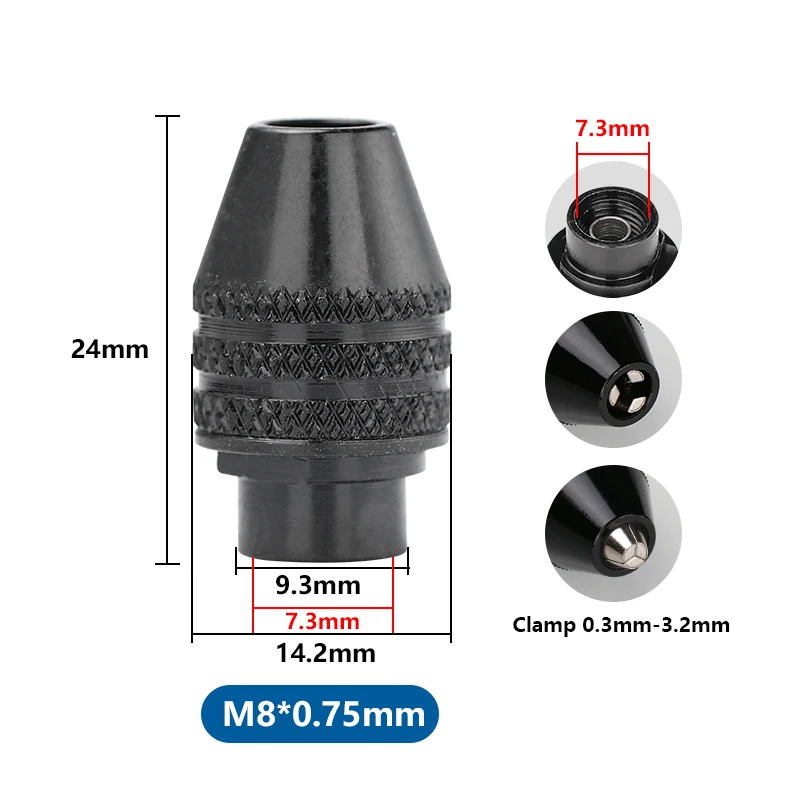 XCAN Drill Chuck M7 M8 0.3-3.2mm Keyless Impact Driver Adaptor Electric Micro Motor Clamp Mini Chuck Fixture Drill Bits Adapter drill chuck adapter