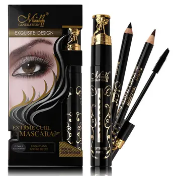 

MENOW 3Pcs/Set Makeup Set Mascara With 2Pcs Eye Liner Pencil Volumizing Waterproof Mascara Black + Brown Eye Pen