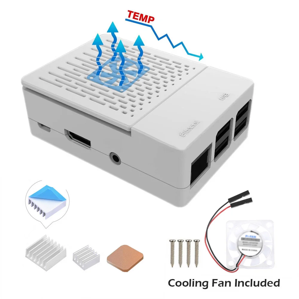 Корпус крышки корпуса + радиатор + вентилятор охлаждения комплект для Raspberry Pi 3B +/3/2B рассеивания тепла собрать для операционной