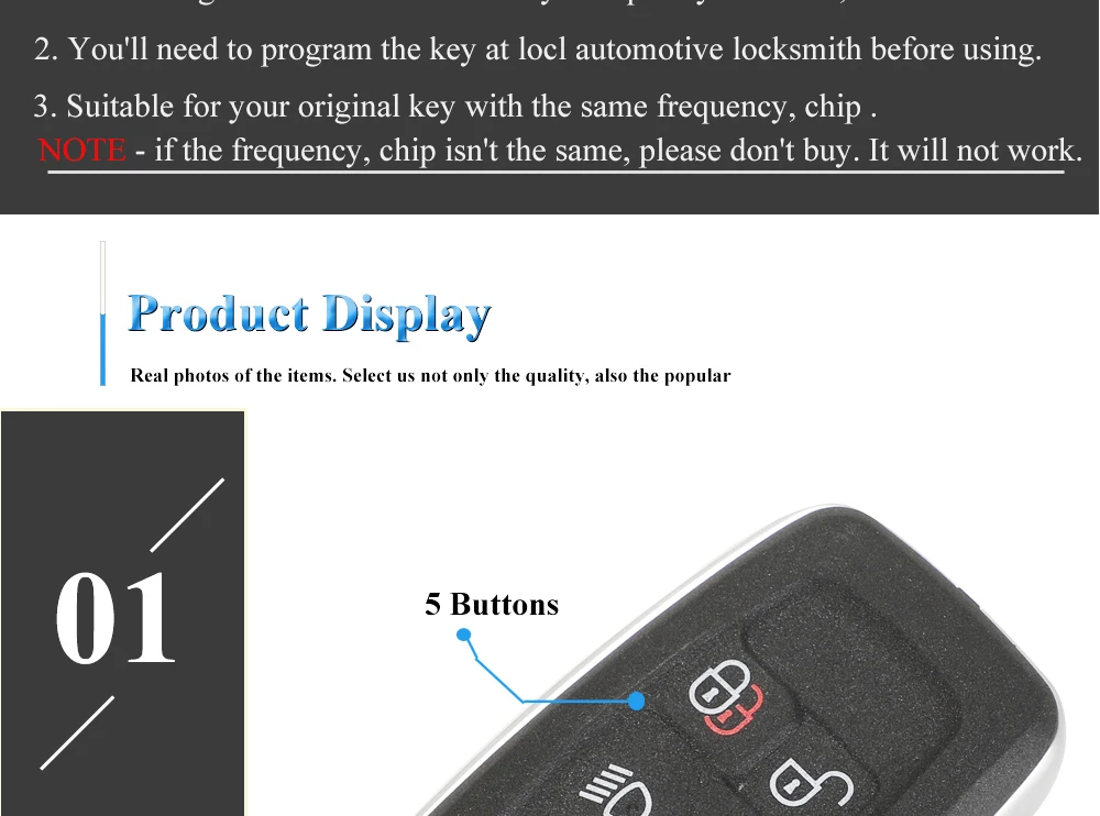 Keyforkess 315Mhz / 433Mhz 5 pulsanti telecomando portachiavi per Land Rover LR4 Range Rover Evoque Sport kprops tf10a chiave di controllo - Hdcb7b062ce26438ea043000c19871995K
