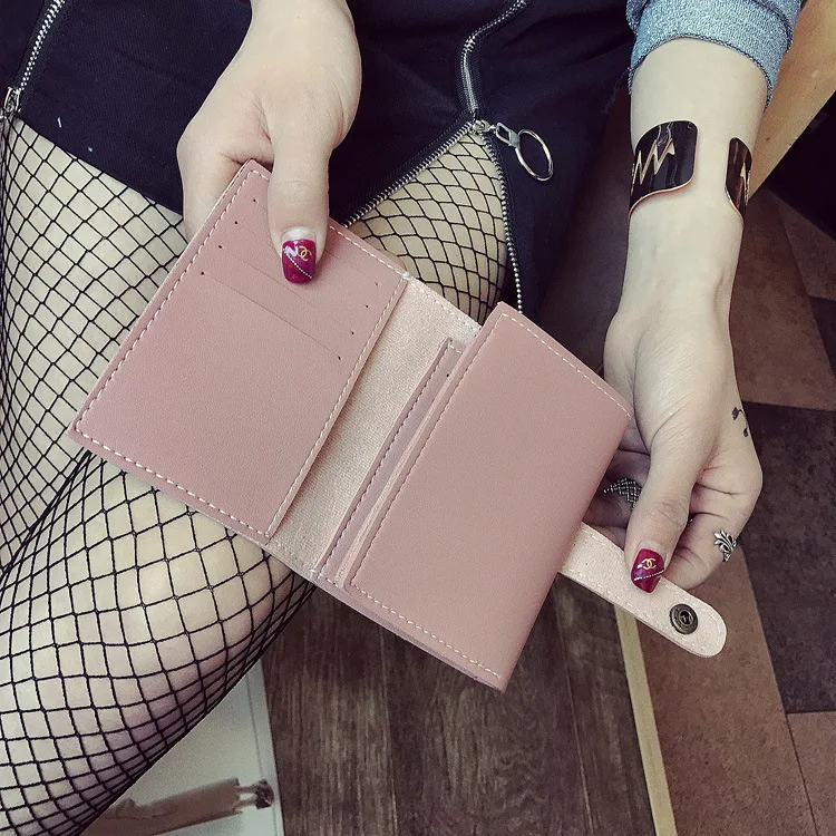 

Short version of Korean wallet matte color lady short wallet multi - card.
