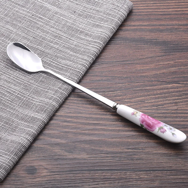 Spoon 17.7x2.2cm Tofok керамический нож с ручкой, вилка, ложка, палочки для еды, взбивание яиц, кухонные столовые приборы, столовая посуда из металла, для отеля, ресторана, вечерние столовые приборы - Цвет: Spoon 17.7x2.2cm