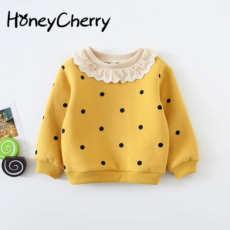 

Autumn Girls T Shirt 2019 New Girl's Sanitary Wardrobe Korean Version Girl's Baby Pull-over Lace Lace Neck Top