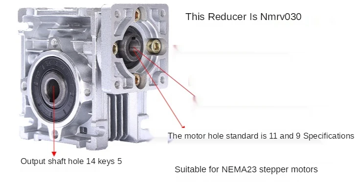 Worm Gear Reducer Gearbox NMRV030 Ratio 25:1 Input 11mm for NEMA23 Stepper Motor 