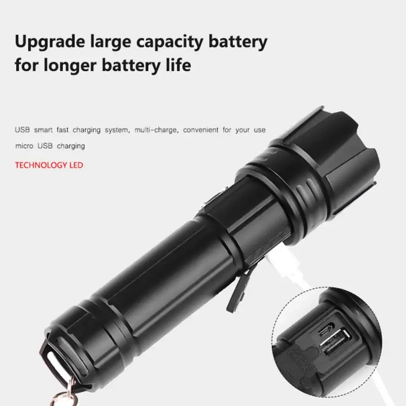 Телескопический зум usb зарядка XHP70 супер яркий светодиодный USB перезаряжаемые сильный свет зум вспышка светильник