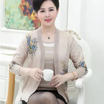 

Clobee 2020 spring cardigans for women blusa tricot suit mother knitting clothing set female long sleeve plus size sweater S445