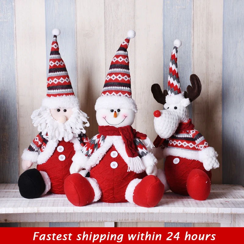 

Christmas Decoration Sitting Santa Claus Snowman Elk Angel Figures Festival Toy Xmas Doll New Year Party Desktop Decor for Home
