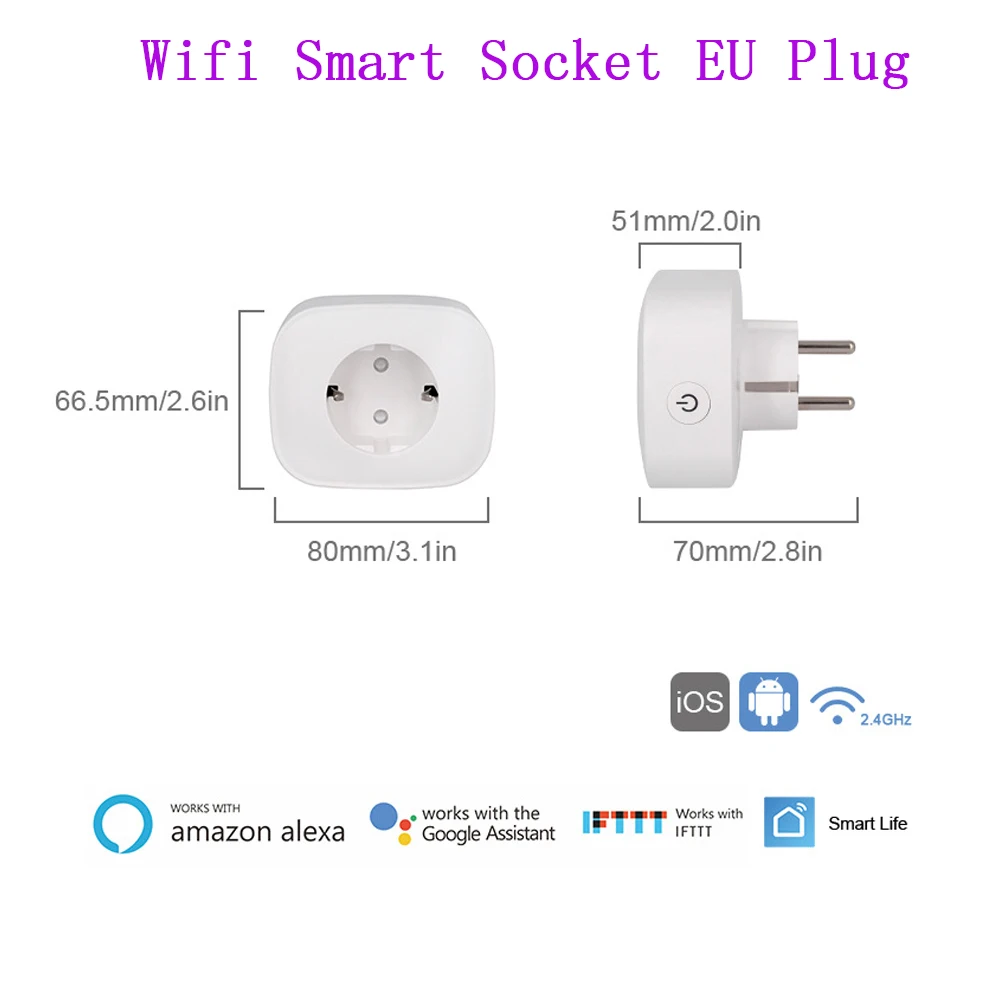 США ЕС Smart Plug, Wi-Fi пульт дистанционного управления с Alexa Google Home, синхронизация включения/выключения питания, Samrt Amazon электрическая мини-розетка PK SONOFF - Цвет: Smart Power Socket