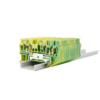 Din Rail Terminal Blocks ST-2.5QUATTRO-PE Connectors Return Pull Type Four Conductor Spring PE Ground Terminal Blocks 10 Pcs 5 pcs 4 pins spring loaded push type speaker terminal board 64x25mm