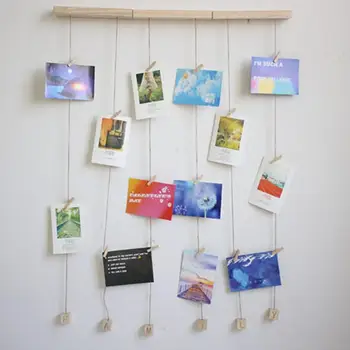 

Family Wooden Belt Photo Folder Wall Hanging Rope Background Wall DIY Collage Photo Frame Collage Multi-photo Display Wall