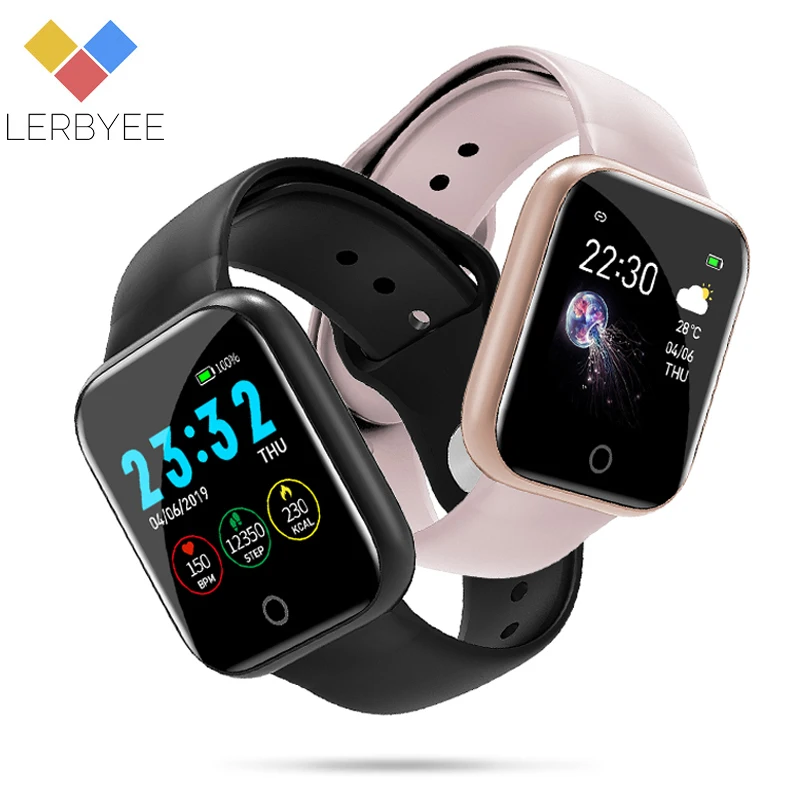 

Lerbyee I5 Pedometer music control Multi-sport mode Smart Watch men Waterproof Heart Rate Monitor Fitness Tracker pink fit lady