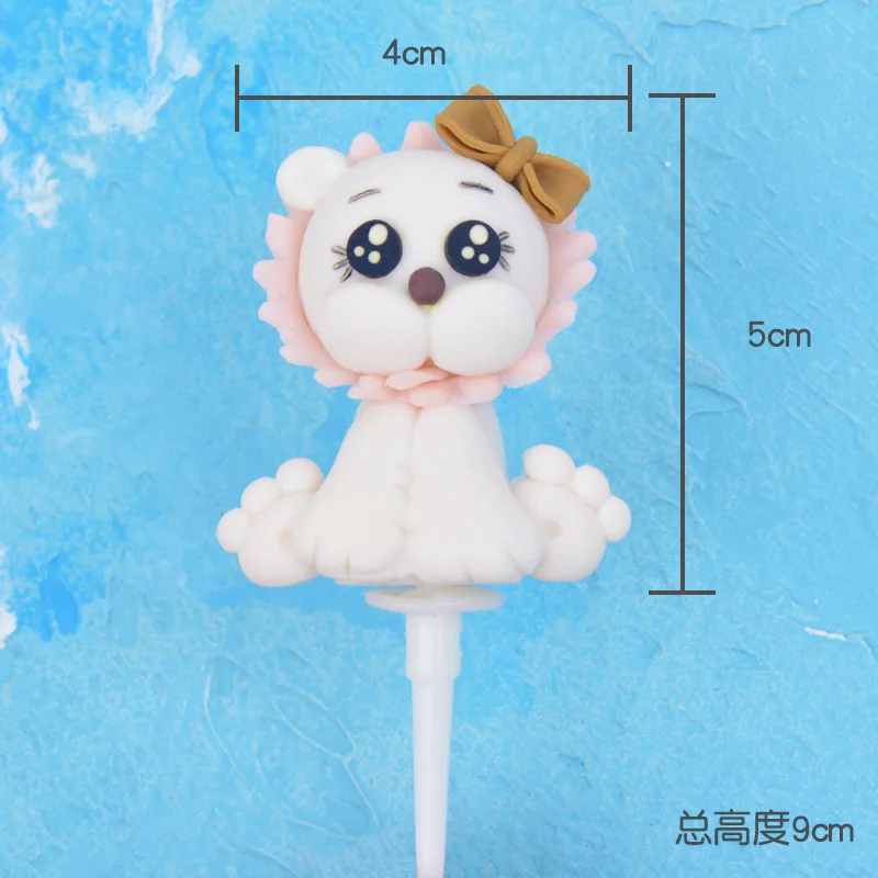 Soft Pottery Cake Decoration Cartoon Forest Small Animal Topper Lion Squirrel Birthday Baby Shower Party Cake Decor Favor