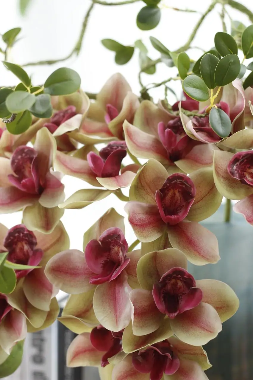 11 бутоны, реалистичные 3D печать большой Орхидея Cymbidium латекс искусственные цветы для дома вечерние свадебные украшения искусственные цветы