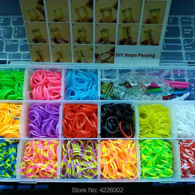 Elastic Rubber Loom Bands DIY Tool Set Box Weave Gum Make Bracelet Handicraft Kit Girl Gift  Kids Toys for Children 7 8 10 Years 4