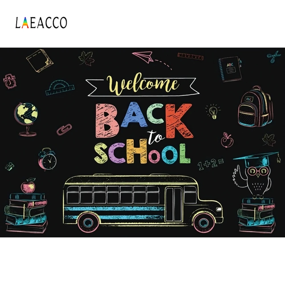 Laeacco Back to School фотофоны доска мел Рисование автобусные книги виниловые для