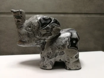 

235.9gNatural grey zebra stone hand-carved elephants, healing ---11