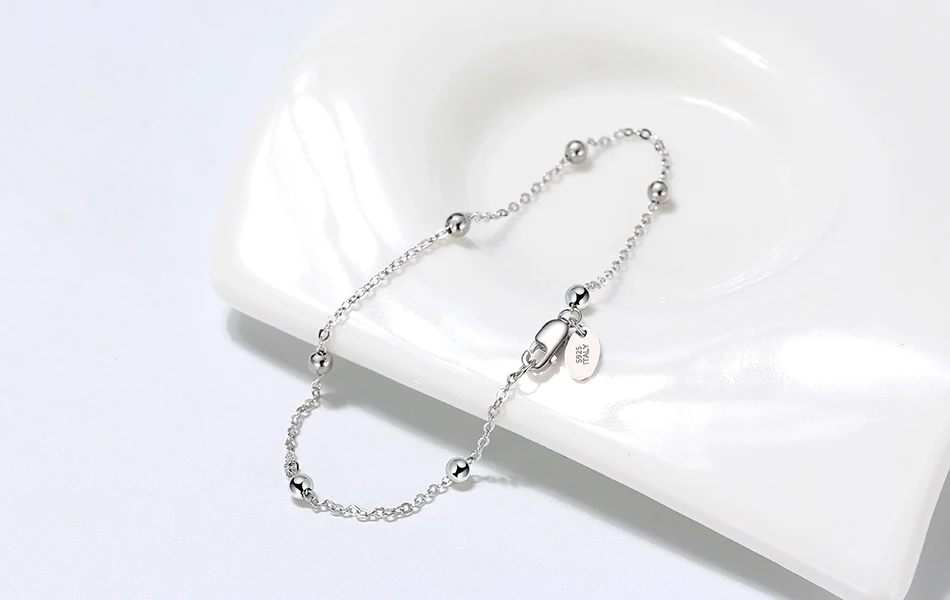 Rinntin Italienisches Kabelkettenarmband aus 925er-Sterlingsilber mit 1,0 mm Kugel und 2,0 mm Kugel, 6,5 7 7,5 8 Zoll Größe für Mädchen-Accessoires TSB67 – Detail 5
