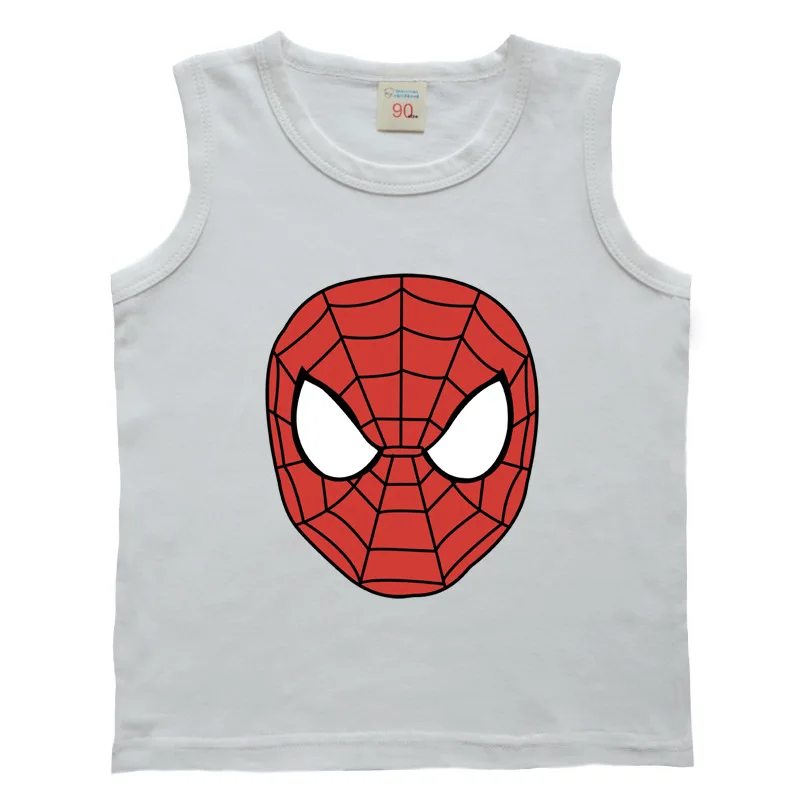В европейском и американском стиле новые летние Стиль AliExpress Детская жилетка футболка с рисунком Человека-паука; человек-натуральный хлопок, верхняя нарядная одежда для мальчиков, футболка