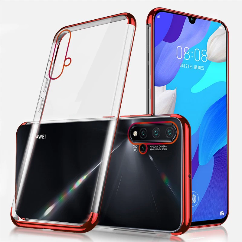 

Huawei Nova 5 Case Cover Transparent Plating TPU Soft Silicone Back Cover For Huawei Nova5 5Pro 5i P20Lite 2019 Case Phone Coque