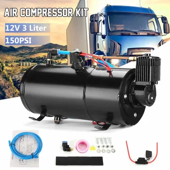 

12V 3L Air Compressor Tank 150 PSI Train Horns Air Hose Protector Switch Vehicle For Truck Train