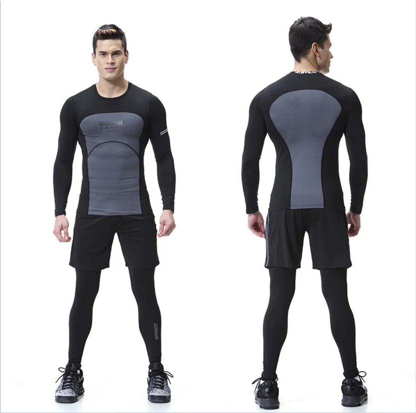 

New Style Basketball Training Fitness Service Three-piece Set Men's Compression Quick Drying Clothes Sports Tights Long Sleeve F