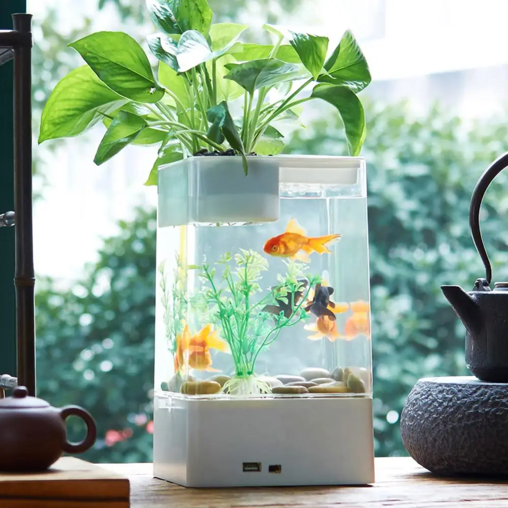 Мини аквариум для рыб Betta настольный аквариумный морской с USB аквариумная чаша
