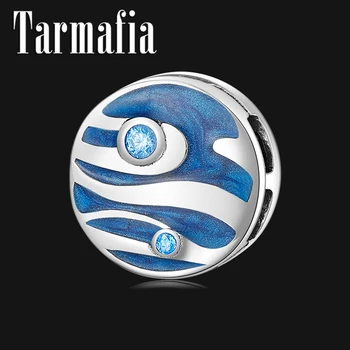 

Blue Blue Silver Clip Charms 925 Sterling Silver Saturn Fine Beads Jewelry Making fits Original Reflection Bracelets Women DIY