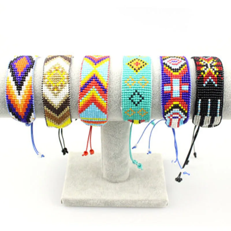 

2019 new hand-woven multi-color mix and match rice beads drawstring bracelet Bohemian style jewelry manufacturers wholesale