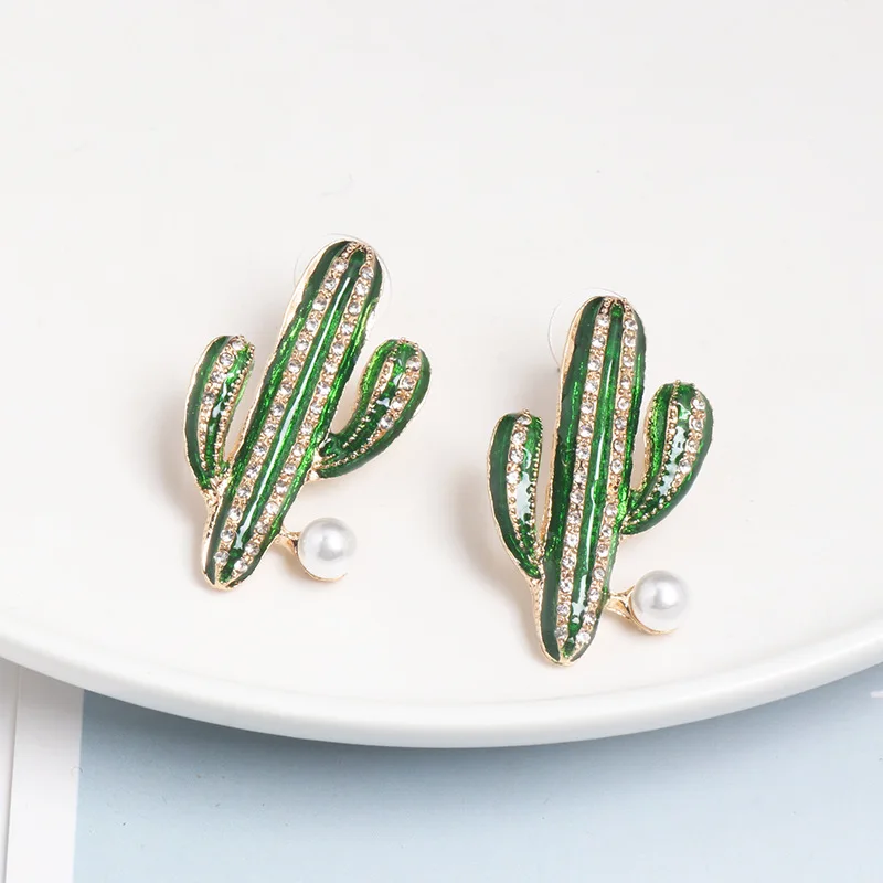 

925 Sliver Pin Trendy Style Cartoon Cactus Eye Stud Earrings for Women European Evil Planet Jewelry Party Funny Gifts