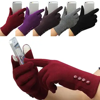 

Women Winter Outdoor Gloves Warm Touch Screen Gloves Solid Color Full Finger Mittens Elegant Gloves Female handschoenen eldiven