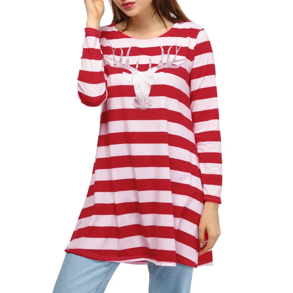 Robe hiver femme женское платье зимнее платье в полоску рождественское платье с круглым воротником Повседневное платье с длинными рукавами и лосем vestidos ropa mujer