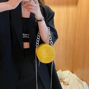 

Mini Crossbody Bags for Women 2020 Fashion Crocodile Pattern Shoulder Bags Female Chain Handbags Fashion Small Round Female Bags
