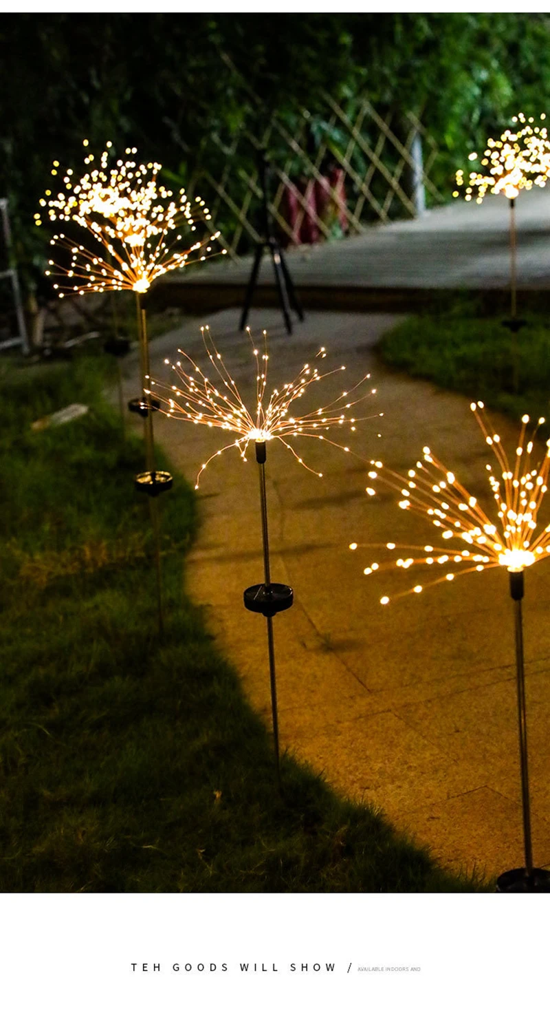 DIY Starburst фейерверк Гирлянда Свет 8 Режим наземная вставка Фея лампа Красочные уличные солнечные лампы праздничное свадебное украшение