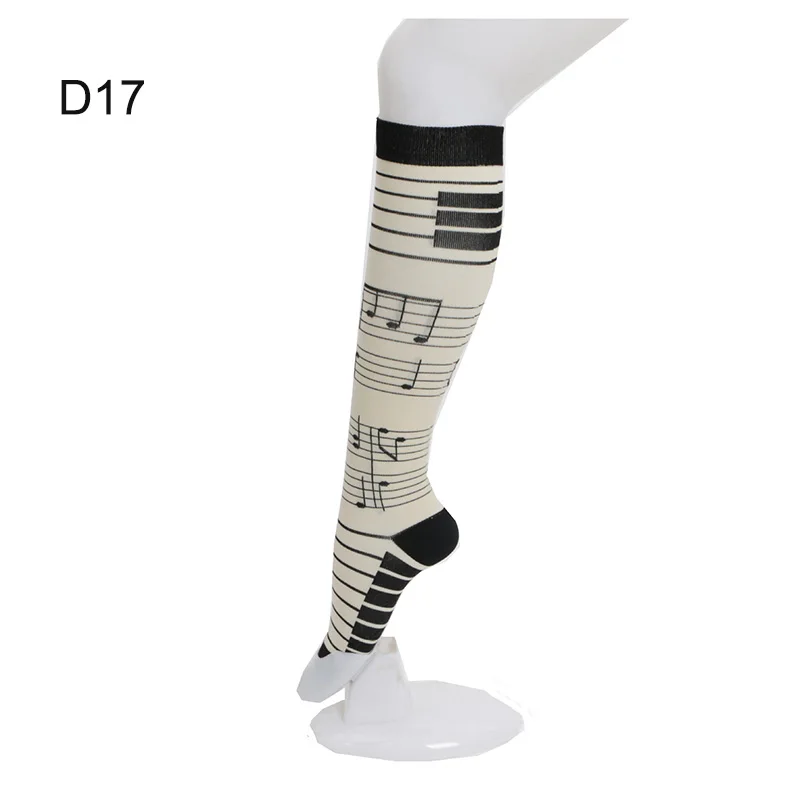Унисекс, женские и мужские Спортивные Компрессионные носки для медсестер, эластичные носки для девочек, женские эластичные высокие носки - Цвет: D17
