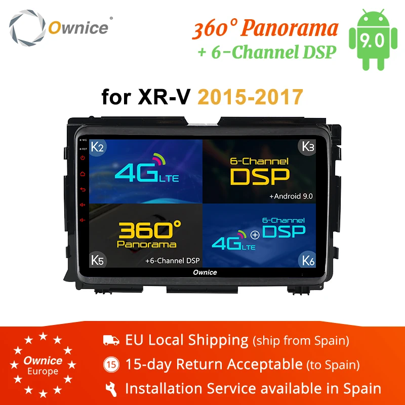 Excellent Ownice K2 K3 K5 K6 Android 9.0 Car Radio Car PC Audio DVD Player GPS Navigation For XR-V 2015 2016 2017 4G LTE 360 panorama DSP 0