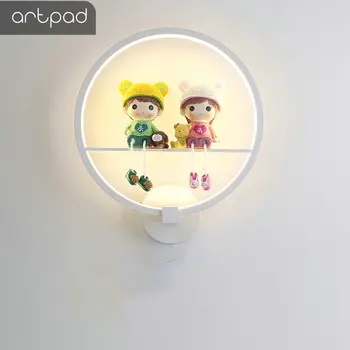 

Modern Art Round Wall Lamp With Flower Flamingo White Black Eye Care LED Wall Bedside Lamp for Children Room Living Room