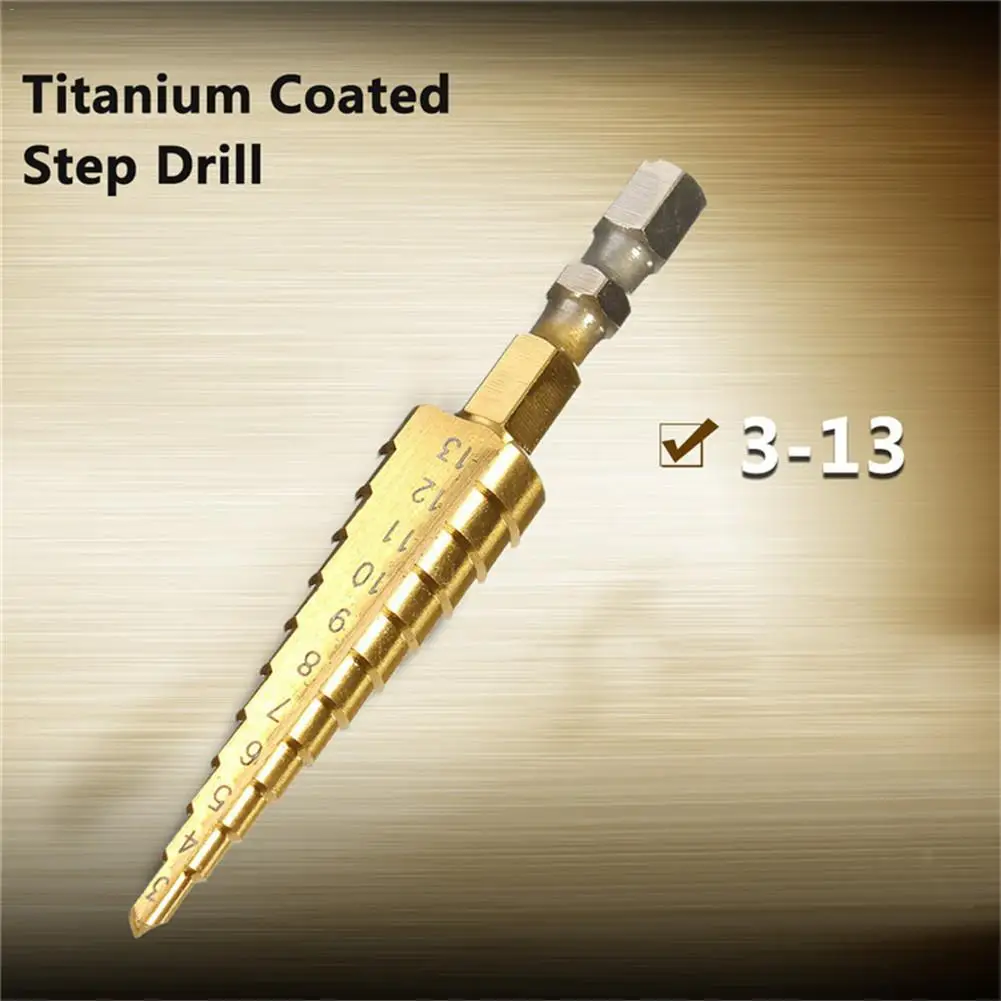 

Hexagonal Straight Step Drill Bit 3-13 MM Multifunctional HSS Titanium Coated Straight Flute Step Drill Bits Tool Hardware Tool