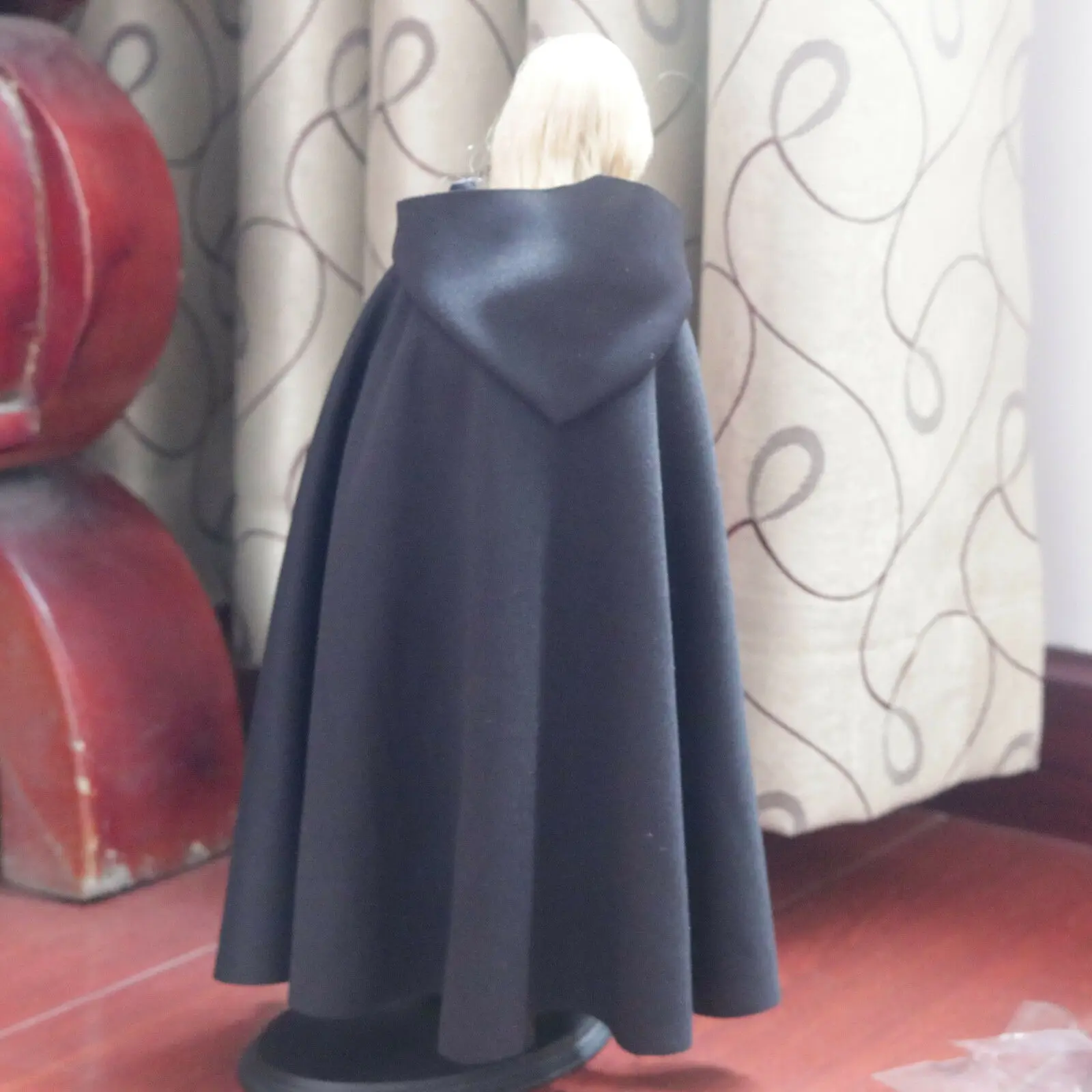 1:6 Scale Black Soldier CLoak Hooded Cape For 12" PH HT Female Male Body Doll 