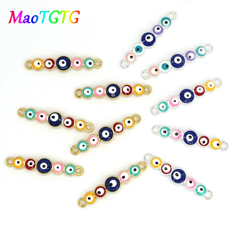 

10pcs/lot Colorful Drop Oil Evil Eye Charms Pendant For Jewelry Making Bracelet Necklace Evil Eye Alloy Accessories Wholesale
