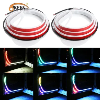 

OKEEN Universal Car Door Opening Warning LED Lights RGB Welcome Decor Lamp Strips Anti Rear-end Collision Safety Auto Accessorie