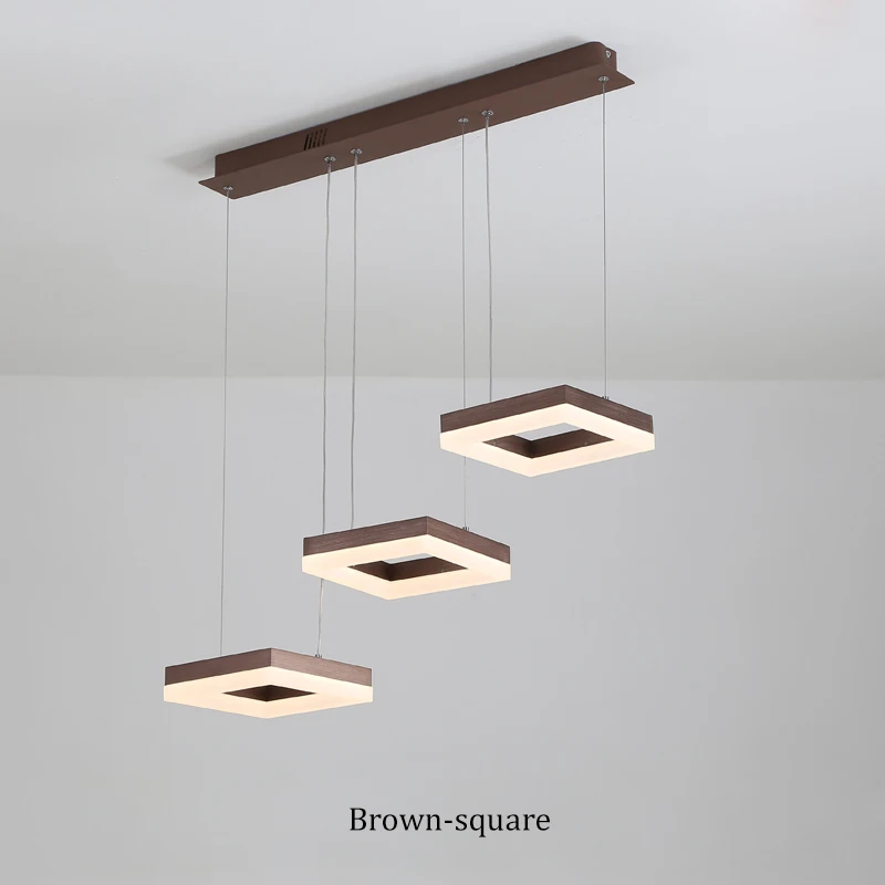 Brown-Square Круглый/квадратный современный светодиодный подвесной светильник, золотисто-коричневый алюминиевый домашний декоративный подвесной светильник для столовой, бара, кухни - Цвет корпуса: Brown-Square