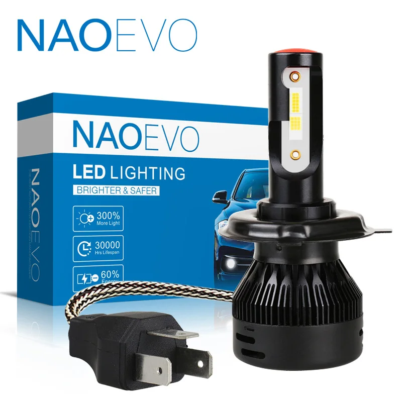 NAOEVO H4 LED Moto 36W 4500LM HS1 Motorcycle Headlight 12V Head Lamp For Motor 6000K White Turbo Fan Super Bright Moped Lights |