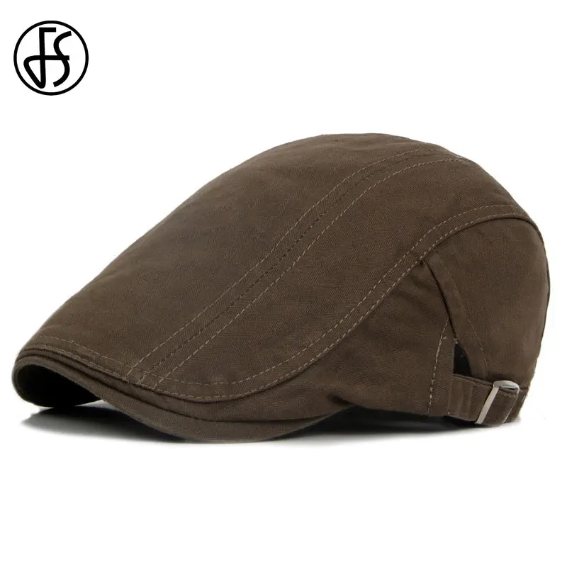 Dark Khaki Berets FS, новинка, Модный хлопковый мужской берет, летняя Солнцезащитная плоская кепка, s, Весенние шапки, повседневная остроконечная Кепка, козырьки, кепка Newsboy, регулируемая, Chapeau Homme - Цвет: Dark Khaki Berets
