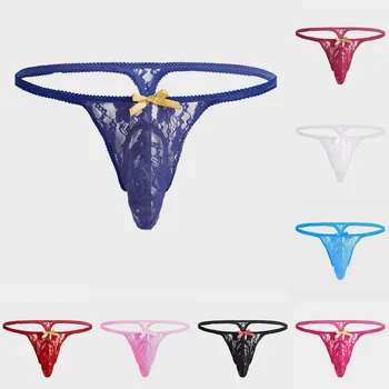 

8 Piece/set Sexy Lace Mens Thongs Mens Briefs G Strings Sexy Underwear Men Jockstrap Thong 2019 Bikini Men Gay Sissy Lingerie