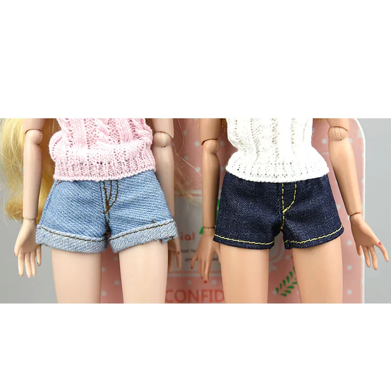 Barbie Doll Clothes Fashion Denim Jeans Leather Shorts For Blythe 1/6 Dolls Accessories Kids Toys