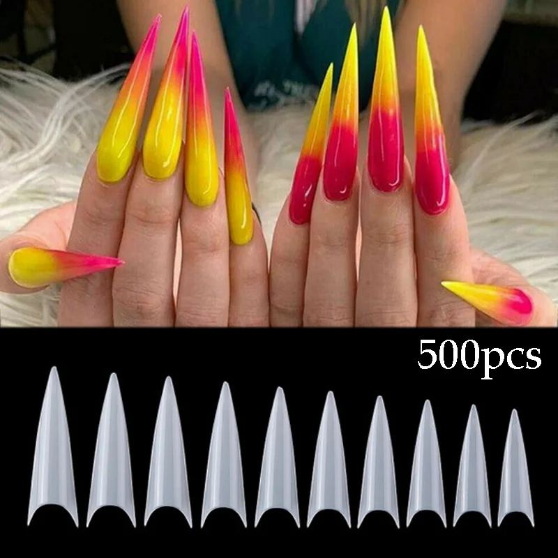 500pcs Half Cover Artificial False Nail Long Coffin Natural Clear Acrylic French Diy Abs Fake Nails Art Tips Set Manicure Tools Buy At The Price Of 3 54 In Aliexpress Com Imall Com