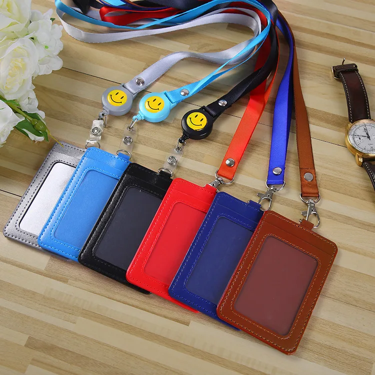 AgoHike PU Leather Credit Card Holder with Lanyard for Bank Card Bus Card ID Holder 