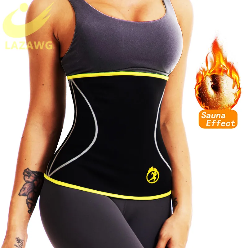 LAZAWG Neoprene Sauna Waist Trainer Corset Sweat Belt for Women Weight Loss Compression Trimmer Workout Fitness Hot Thermo Girdl best tummy control shapewear